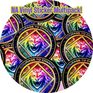 Narcotics Anonymous Tiger Sticker Multipack: Rainbow Courage NA Decal