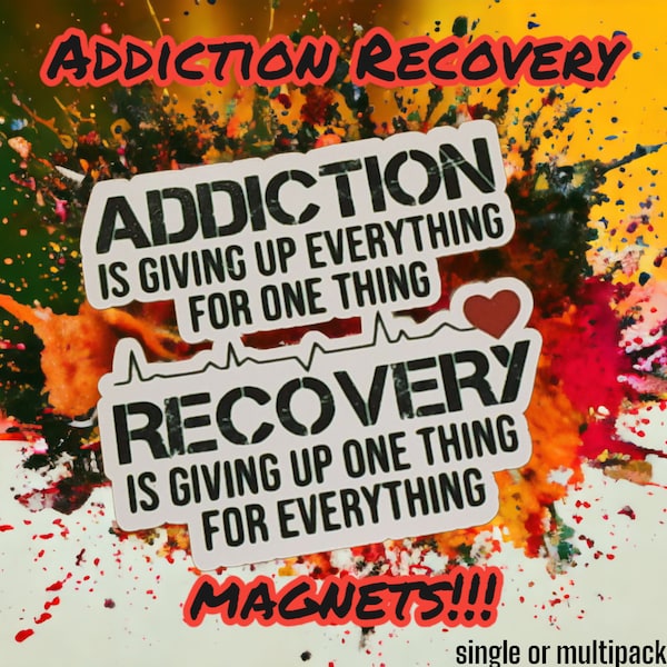 Addiction recovery magnet. Single/Multiple 3.5"x3.5" Free extra goodies! Gift NA  AA member or sponsor Sobriety sober clean sober magnetic