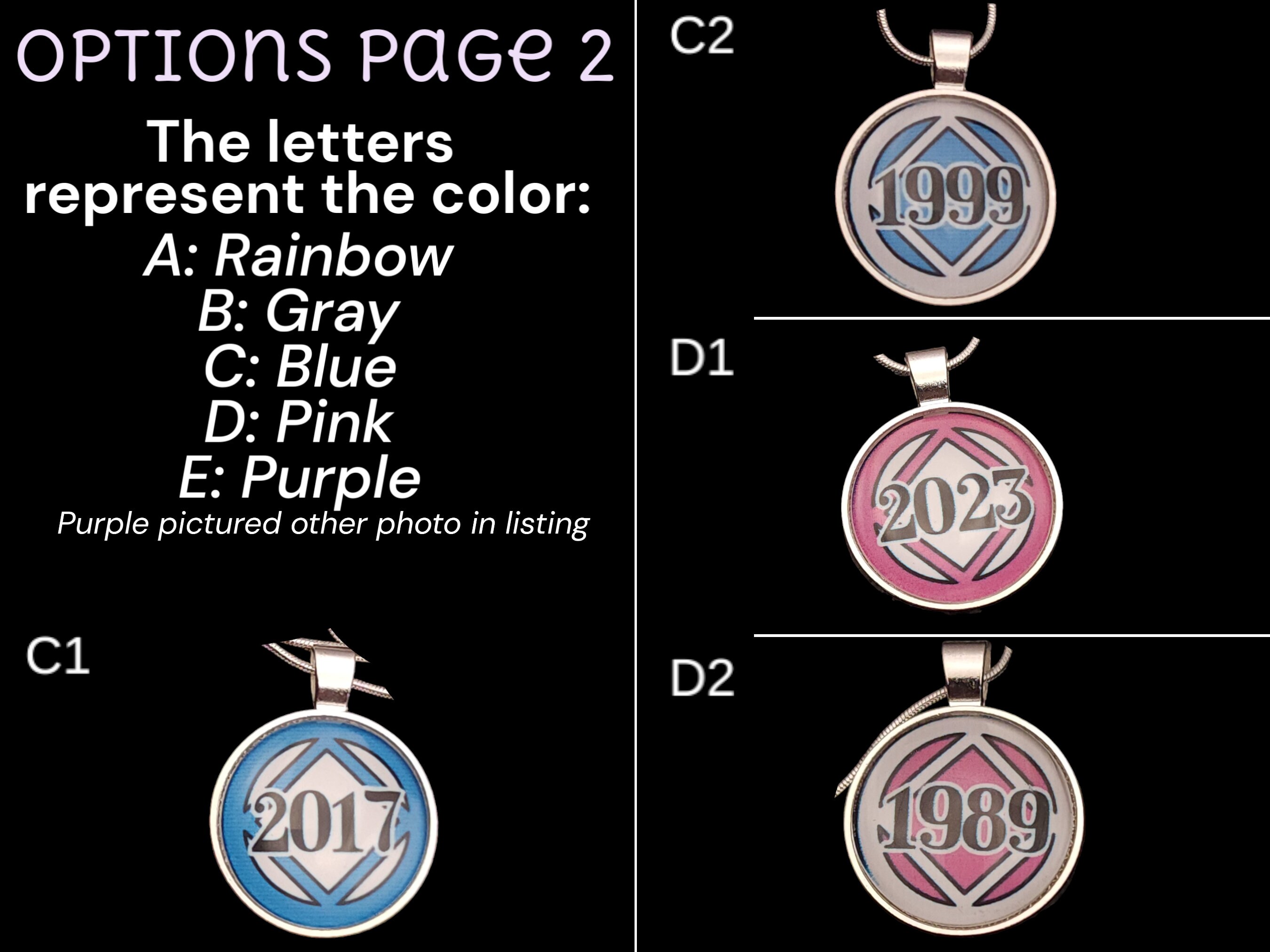 Anonymous Chain Narcotics Anonymous Custom Year Silver Necklace. Color & Chain Options ...