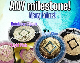 Any Year Custom Narcotics Anonymous NA medallion! Other color options.  FREE coin capsule, gift box, & na goodie bag! coin chip Recovery