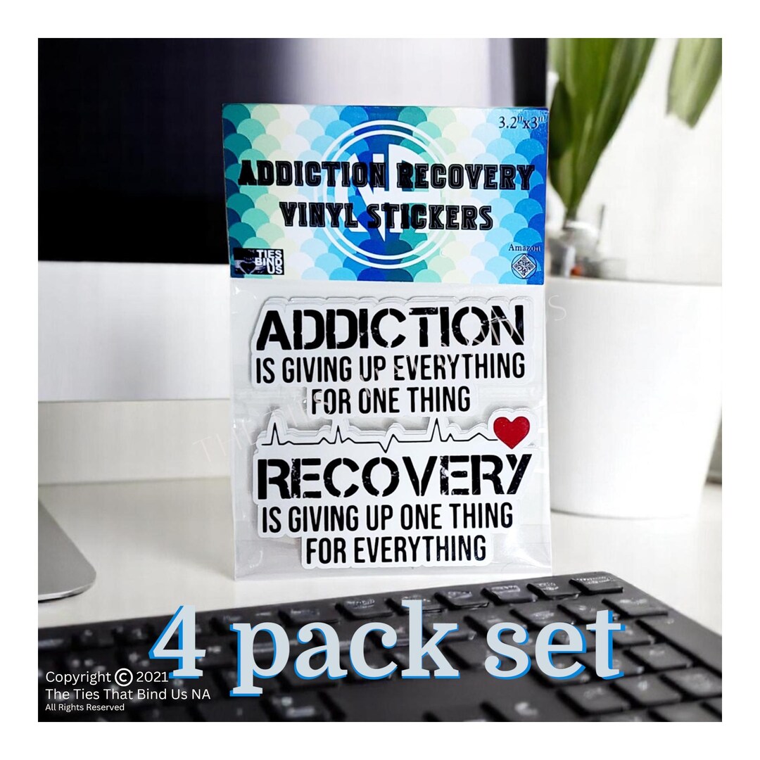Addiction Recovery Vinyl Stickers 4 Pack, NA AA Gift for Sponsor or ...