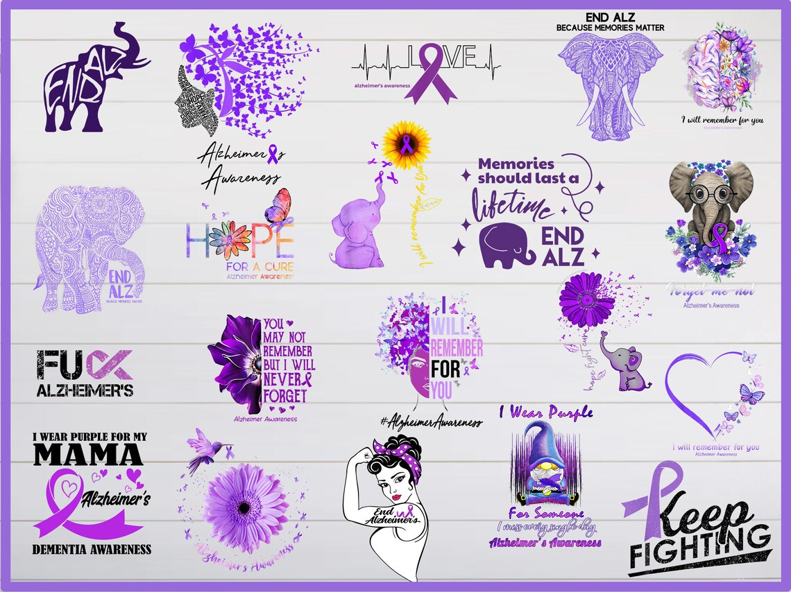 32 Alzheimer's Awareness Png Awareness Elephant Purple Etsy