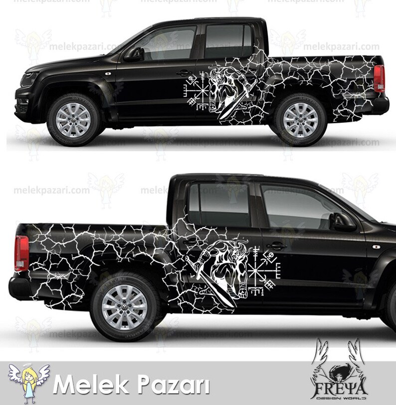 Viking Car Side Trunk Decal. Warrior Viking Lightening Pickup Truck