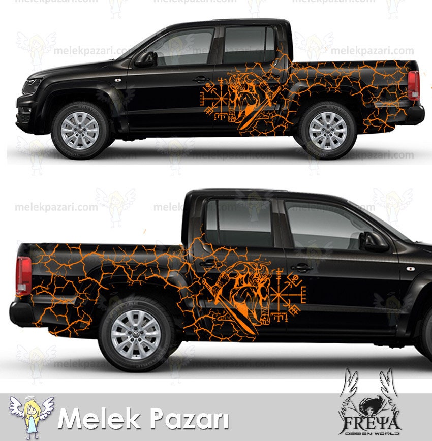 Viking Car Side Trunk Decal. Warrior Viking Lightening Pickup Truck