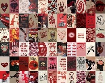 Grunge Poster Collage Kit | Red Vintage Wall Art (Digital Download)