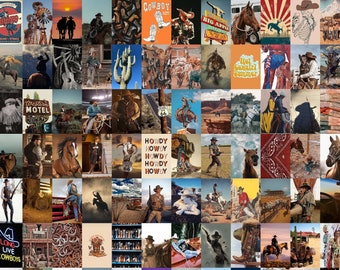 Cowboy Western Aesthetic Wall collage - Western Wall Collage Kit- Retro Wall Collage -Vintage Wall Collage Kit-Aesthetic Photo-Dorm Decor