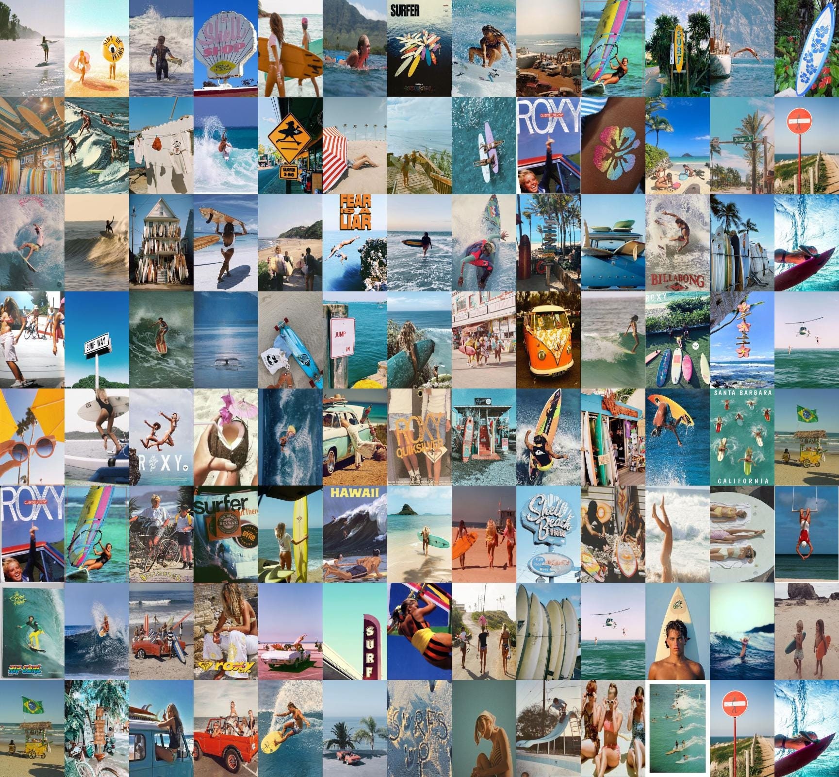 100pcs-90's Surfer Aesthetic Wall Collage -vintage Summer Photo