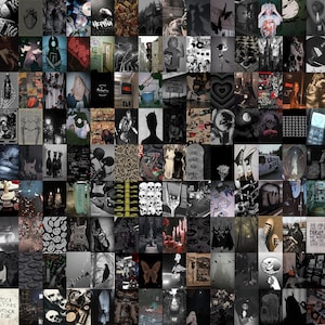 Grunge Wall Decor, Grunge Collage Kit, Black Wall Collage, Black Wall Collage, Grunge Aesthetic Collage Kit (DIGITAL DOWNLOAD) 150 PCS