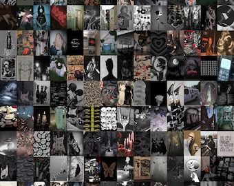 Grunge Wall Decor, Grunge Collage Kit, Black Wall Collage, Black Wall Collage, Grunge Aesthetic Collage Kit (DIGITAL DOWNLOAD) 150 PCS
