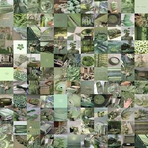 120 PCS | Sage Green Wall Collage Kit | Sage Aesthetic Photo Collage | Matcha Wall Photo Collage | Green Aesthetic Wall Collage Prints