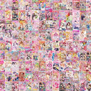 210 PCS Pink Anime Shoujo Magazine Covers Digital Collage Kit - Manga Covers Wall Collage - Digital Collage - Anime Room Decor