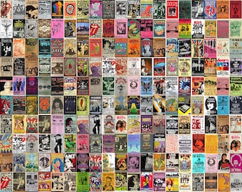 380 PCS | Vintage Concert Poster | Retro Punk & Classic Rock Poster Prints | Vintage Music Band Aesthetic Wall Collage Kit | DIGITAL ITEM