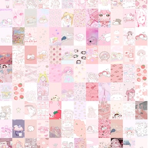 115 PCS | Pink Kawaii Wall Collage Kit | Pastel Manga Aesthetic Photo Collage | Pink Anime Pictures Room Decor (DIGITAL DOWNLOAD) | 4x6 Size