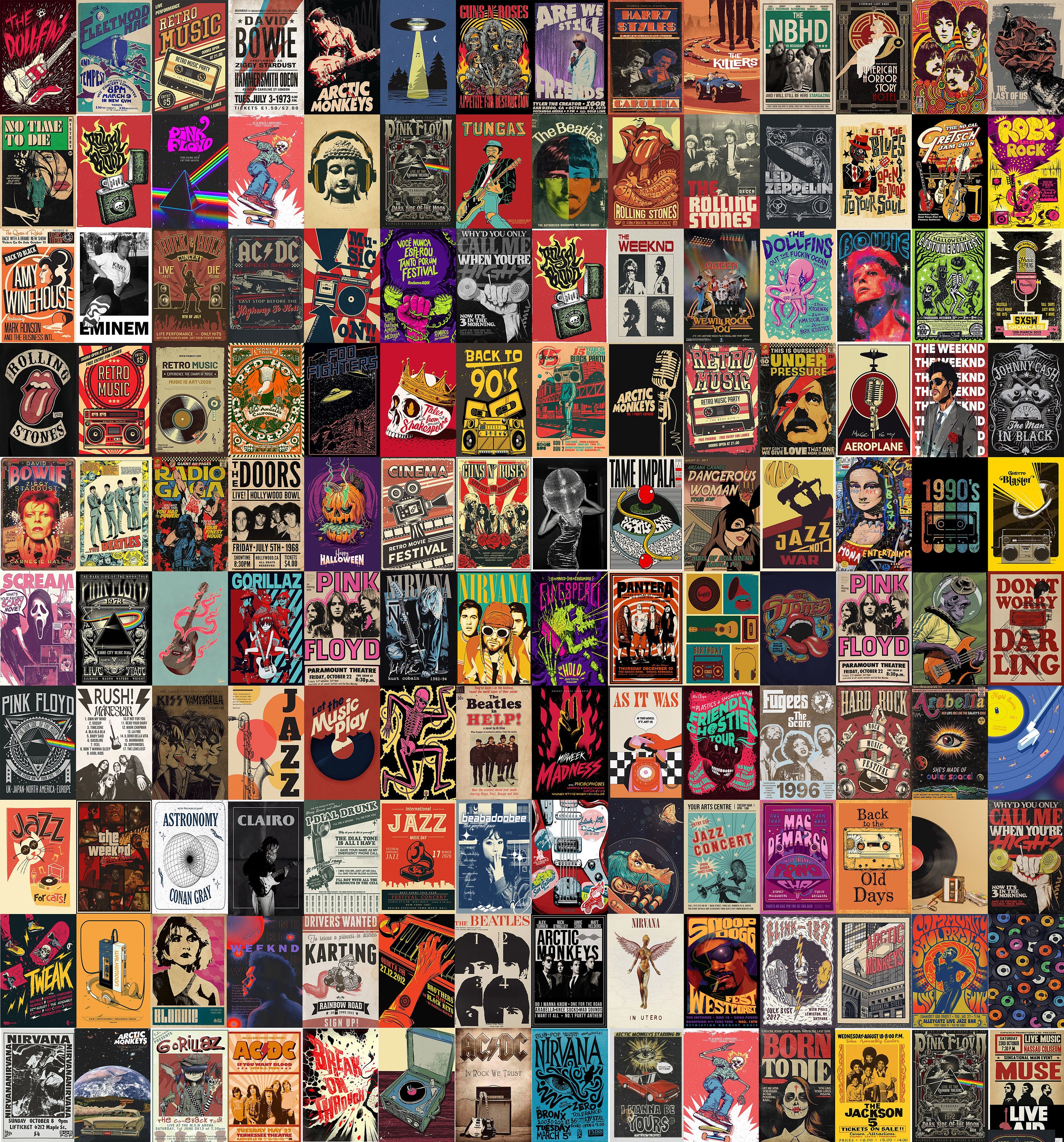 105PCS Vintage Posters-retro Movie Poster-vintage Wall Collage Kit