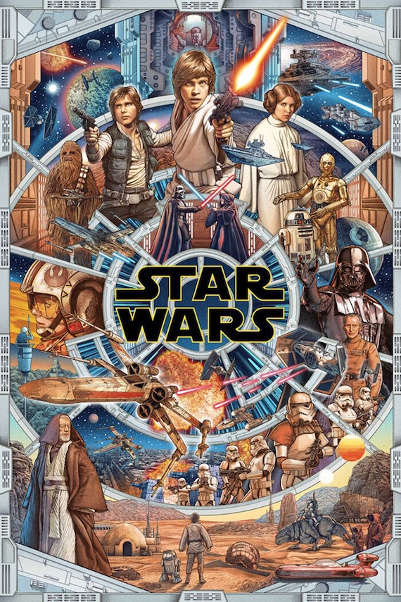 スター・ウォーズ映画ポスターコラージュ | SFウォールアート