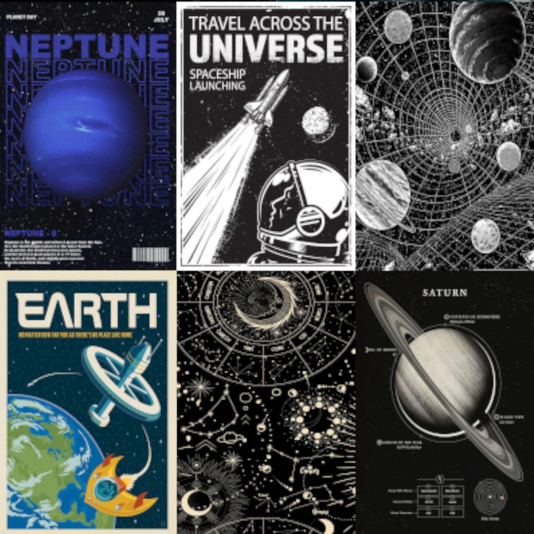 Astronomy Wall Collage Kit - Dark Space Wall Art- Cosmos Aesthetic Wall ...