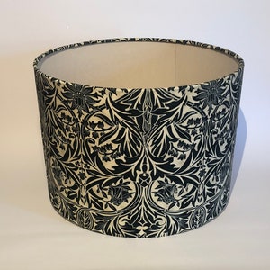 Handmade William Morris Bluebell Lampshade, forest green and cream, Suitable for Table Lamp or Ceiling Lamp.