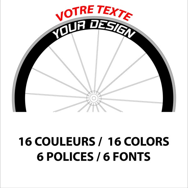 STICKER Personnalisé Roue Vélo de route jante, fixie, Cycle Decals