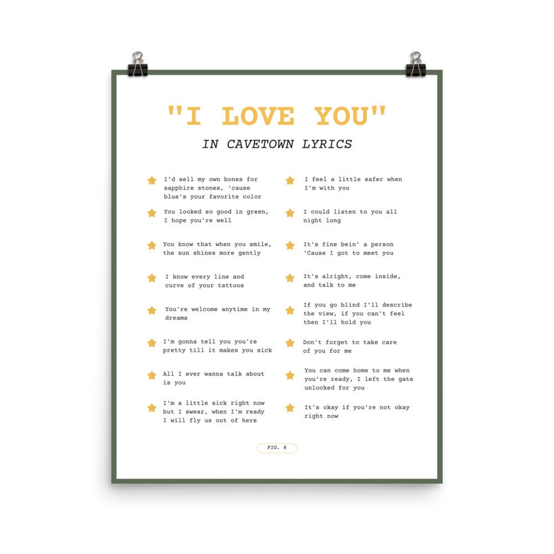 I Love You in Cavetown Lyrics Poster Etsy