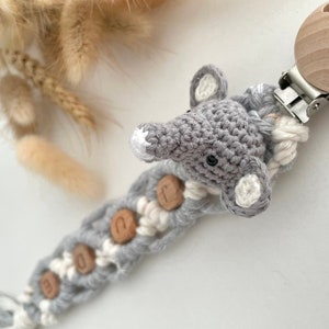 Animal macramé pacifier clip/Doe pacifier clip/fox pacifier clip/personalized pacifier clip/Macrame pacifier clip