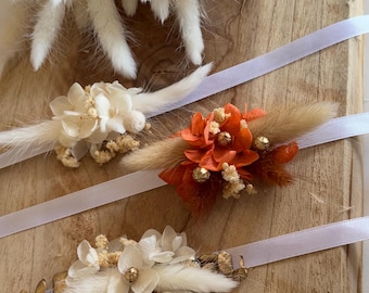 Bridesmaid bracelets made of dried flowers - Boho wedding accessories - Romantic floral jewelry - Personalized bridesmaid gift - Boho chic