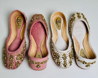 Handmade Embroidered Khussa Mojri Jutti, Indian Wedding Shoes