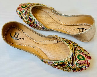Bisma Handmade Khussa Mojri Indian Punjabi Jutti, Wedding Party Style Heera Mandi(B8)