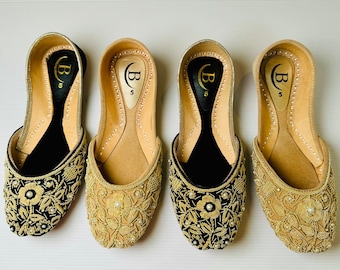 Bisma Handmade Khussa Mojri Indian Punjabi Jutti, Wedding Party Style Zari (B4)