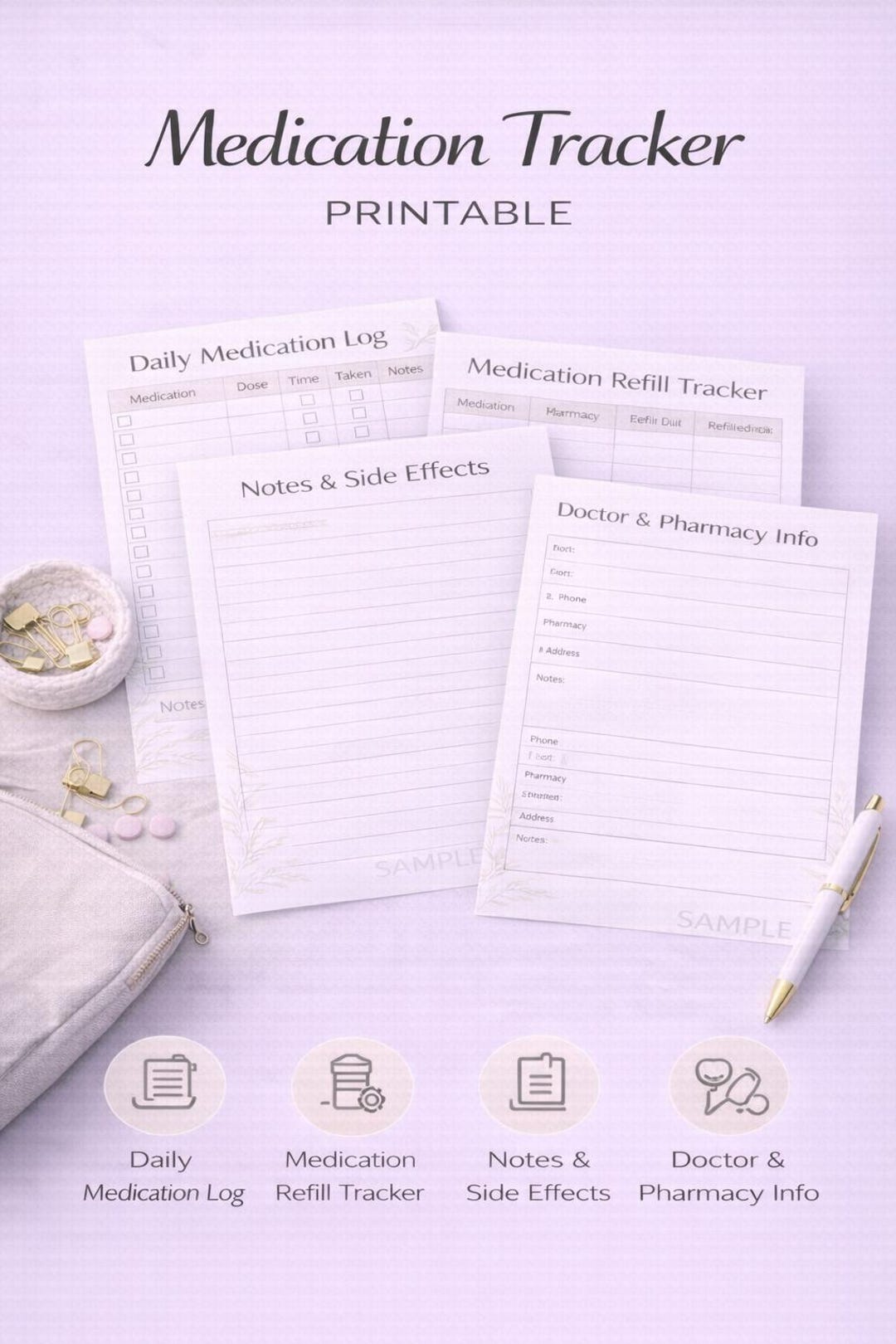 Refill Roster Log Medication Tracker Printable | Refill Log & Doctor Info | Instant ...