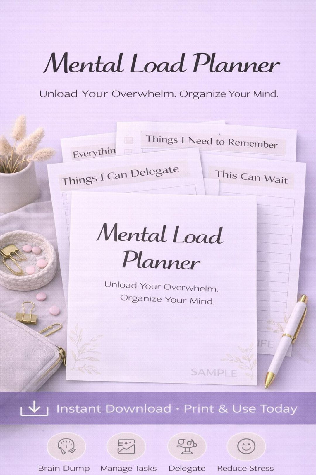 Mental Load Planner Printable | Overwhelm Reset & Brain Dump | Instant ...
