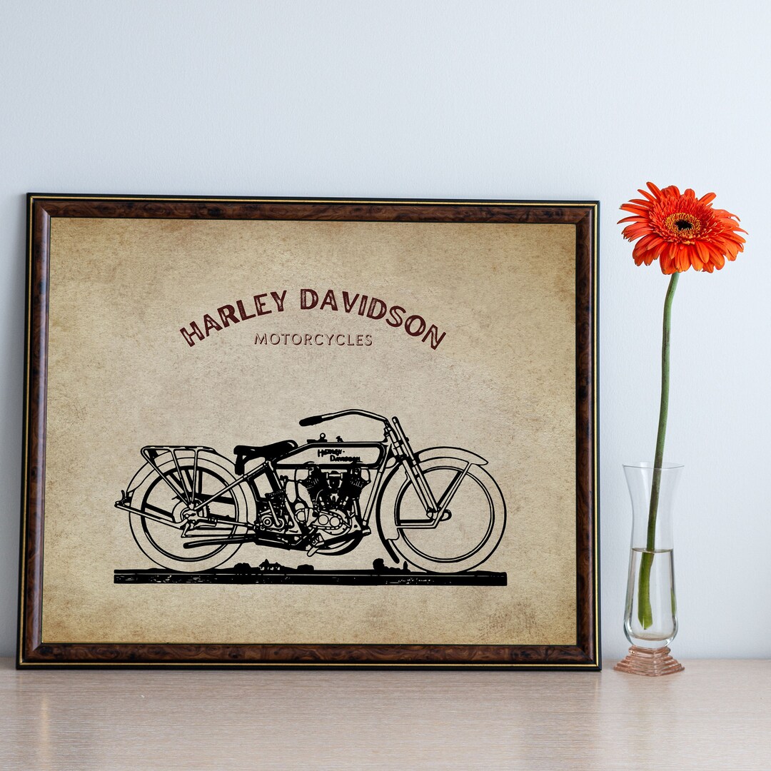 Vintage Motorcycle Wall Art 2 Vintage Harley Davidson Print Etsy