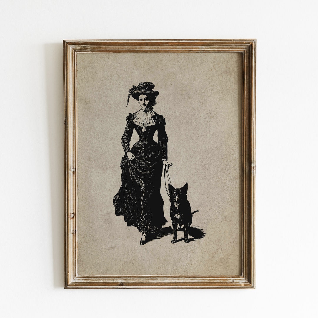 Vintage Woman and Dog Art Print, Antique Style (digital Download) - Etsy
