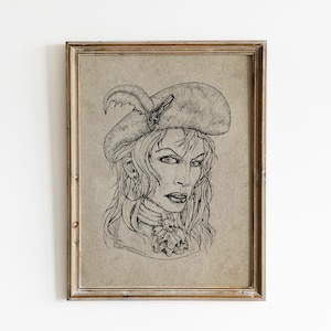 Woman Pirate Wall Art, Woman Portrait Painting, Pirate Prints, Pirate Wall Decor, Woman Wall Art Printable, Pirate Ship, Vintage Women Art