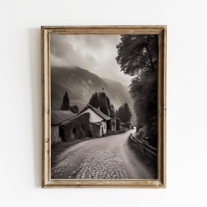Europese landschapsprint muurkunst, vintage Europese prints, landschapsschilderkunst land, Europese muurprints, vintage humeurige prints