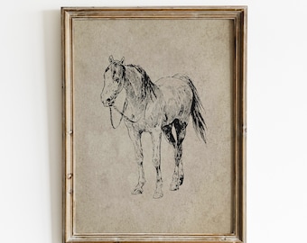 Vintage Horse Painting Print, Horse Artwork, Horse Art Printable, Vintage Wall Art, Horse Print Digital Download, Horse Decor Home
