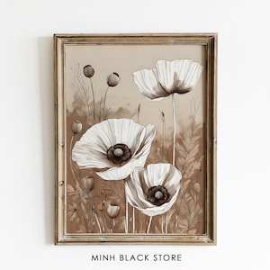 Poppy Wall Art, Poppy Painting Print, Poppies Print, Flower Art Print, Vintage Wall Art, Botanical Print, Vintage Landscape Painting, Poppy
