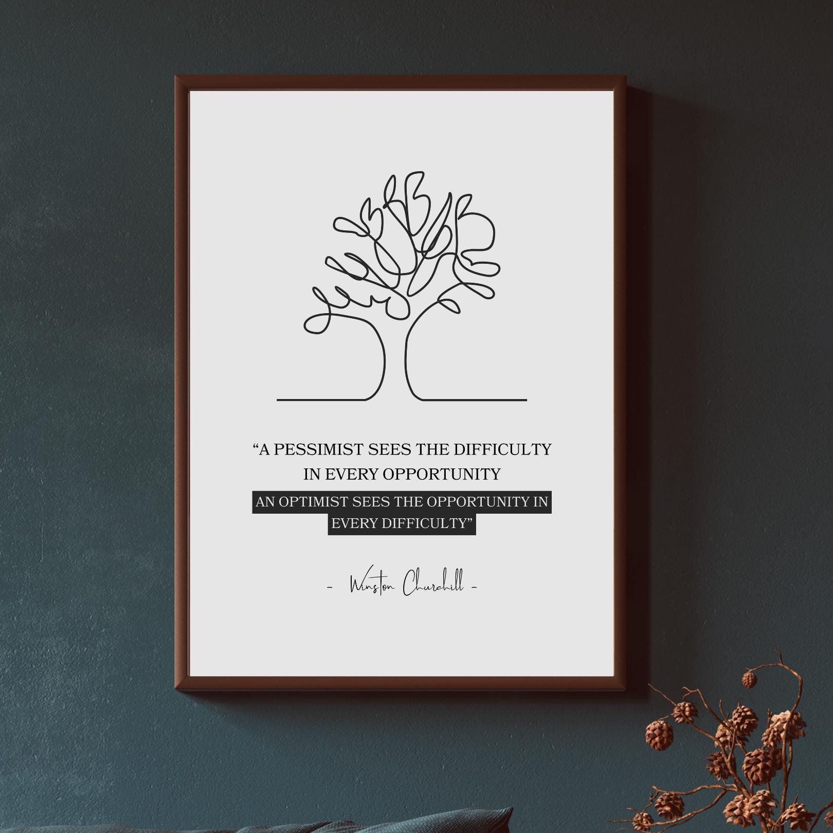Inspirational Quote Wall Art Prints - Winston Churchill Quotes Download - A  Pessimist Sees the Difficulty in Every Opportunity - Quote Print - Etsy, image size:1620x1620