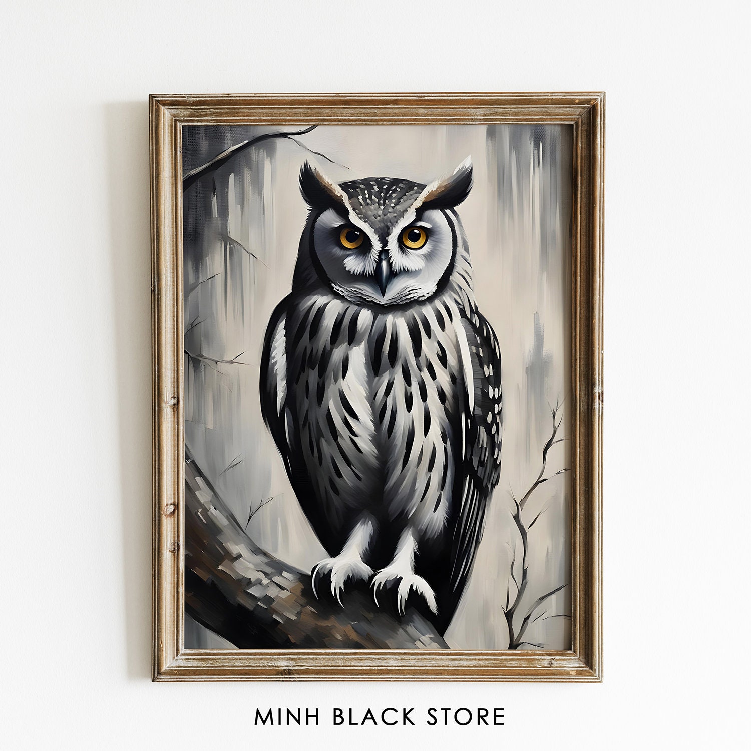 Owl Painting, Owl Art Print, Oil Painting Print, Vintage Wall Art, Moody Wall Art, Bird Printable Ar