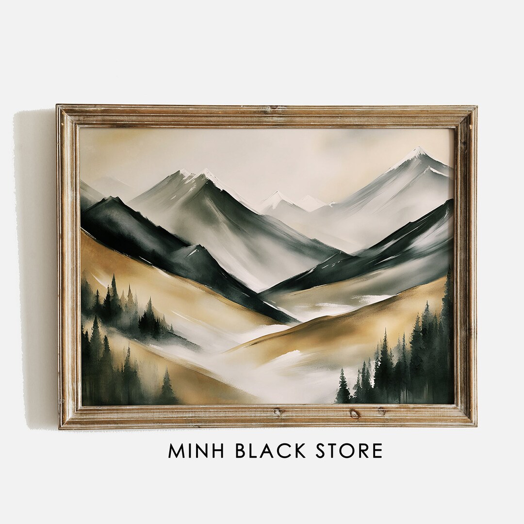 Rustic Mountain Wall Art Landscape Oil Painting Rustic Decor Etsy