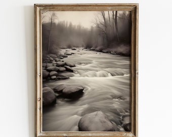 Vintage River Landscape Print, Nature Wall Art (Digital Download)