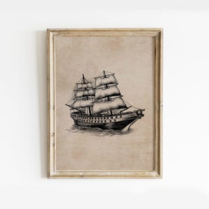 Vintage Sailing Art Prints, Ship Wall Art, Nautical Wall Art Print, Sailing Painting Wall Art, Ship Art Print, Nautical Printable Art
