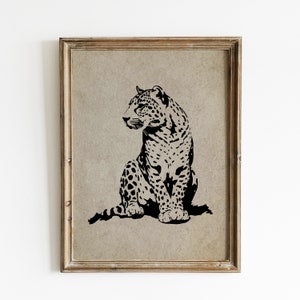 Leopard Print Wall Art, Leopard Painting, Vintage Wall Art, Leopard Art Print, Vintage Animal Prints, Leopard Art, Animal Digital Portrait