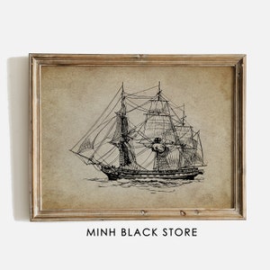 Vintage Sailing Warship Wall Art 1, Vintage Ship Painting, Sailing Print, Vintage Warship Print, Vintage Ship Print, Vintage Prints Wall Art