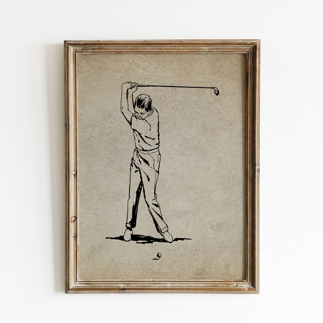Golfer Print, Golf Wall Art, Golf Painting, Sports Wall Decor, Vintage ...