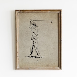 Golfer Print, Golf Wall Art, Golf Painting, Sports Wall Decor, Vintage Wall Art, Vintage Illustration, Vintage Sport Decor, Sports Wall Art