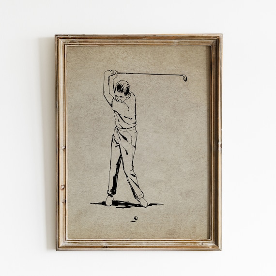 Vintage Golfer Illustration Print, Sports Wall Art (Digital Download)