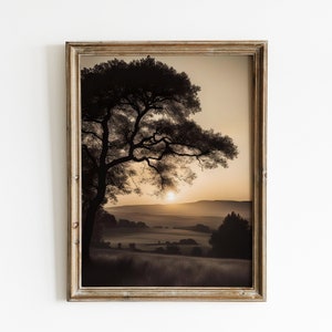 Sunset Landscape Painting, Sunset Painting Wall Art, Sunset Art Print, Sunset Digital Download, Living Room Wall Art Prints, Sunset Artwork