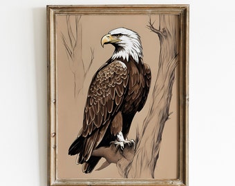Sztuka ścienna z orłem w stylu vintage 1, wydruk z orłem, grafika z ptakami do druku, sztuka ścienna z ptakami, orzeł do druku, sztuka ścienna w stylu vintage, sztuka ścienna z nadrukami w stylu vintage, orzeł