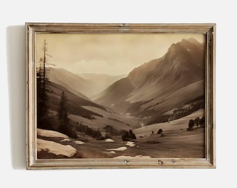 Vintage Mountain Landscape Print, Rustic Wall Art (Digital Download)