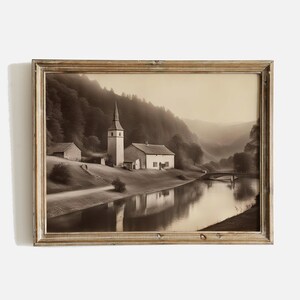 Vintage Country Landscape Painting, European Landscape Print, Country Painting, Landscape Art Print Download, Vintage Wall Art, Country Art